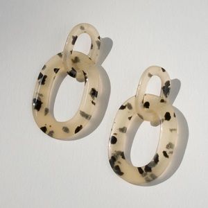 Elle Earrings in Snow Leopard / resin statement earrings by Avu
